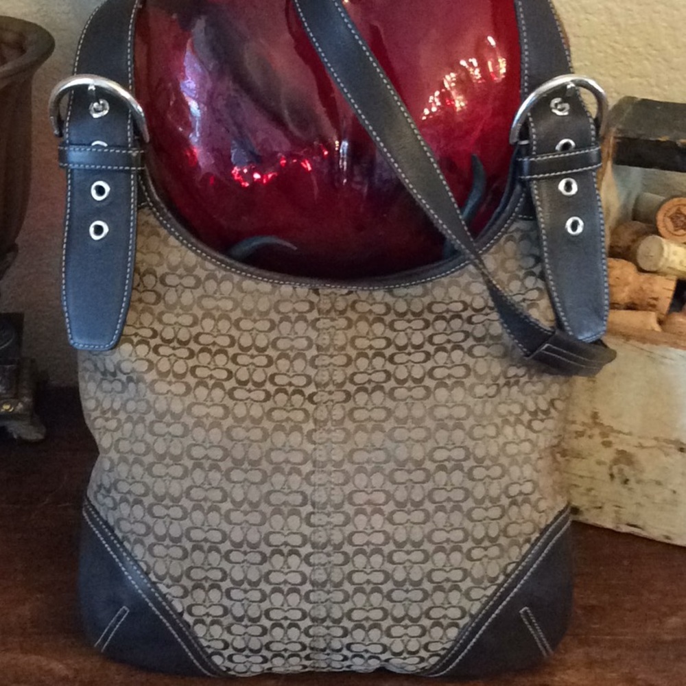 Coach Crossbody two tone bag with leather accents